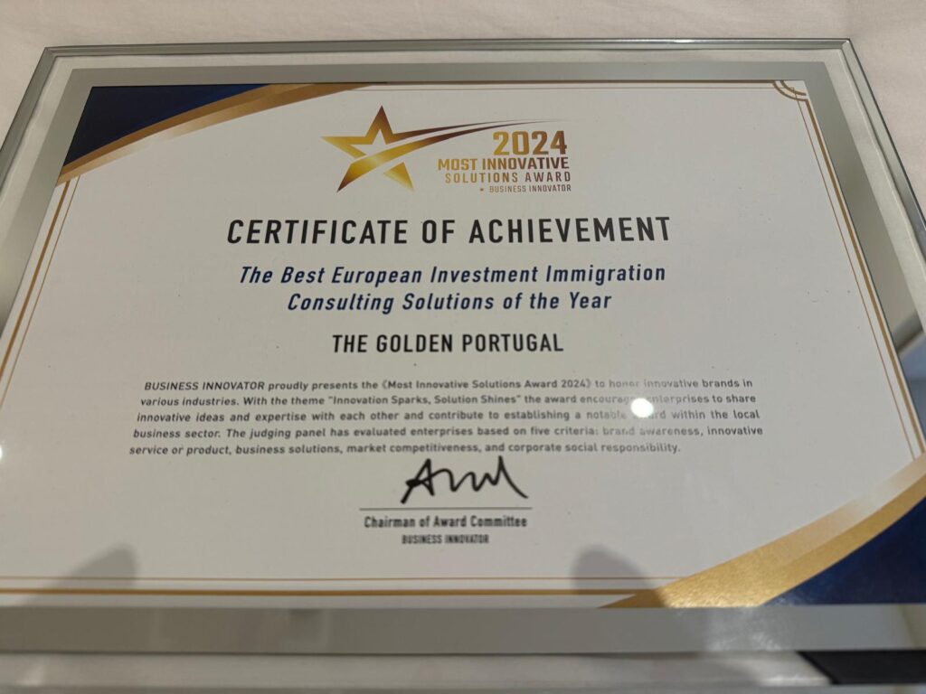 The Golden Portugal award certified